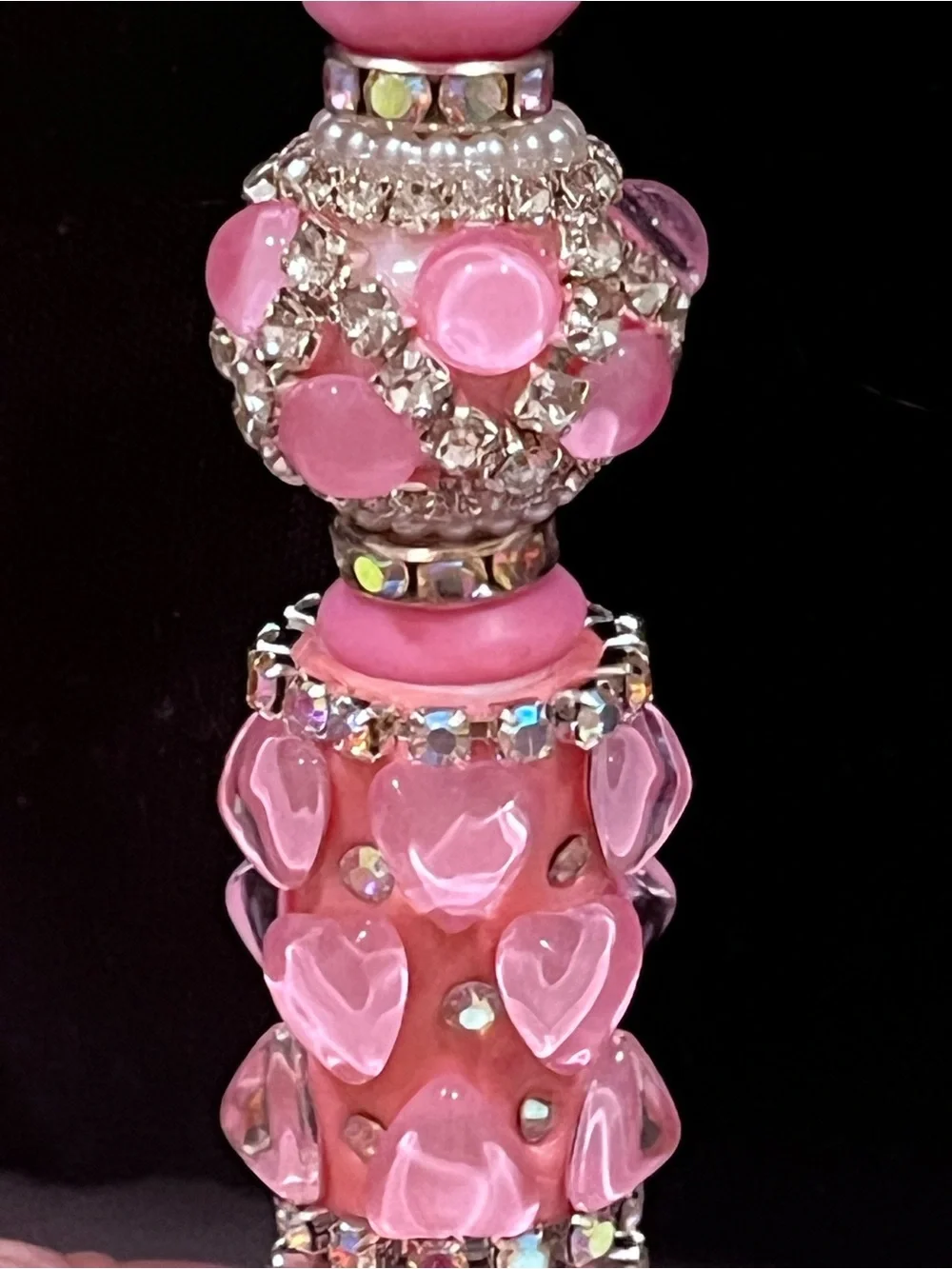 Designer inspired Pink Heart Logo silicone focal fancy Beaded pen